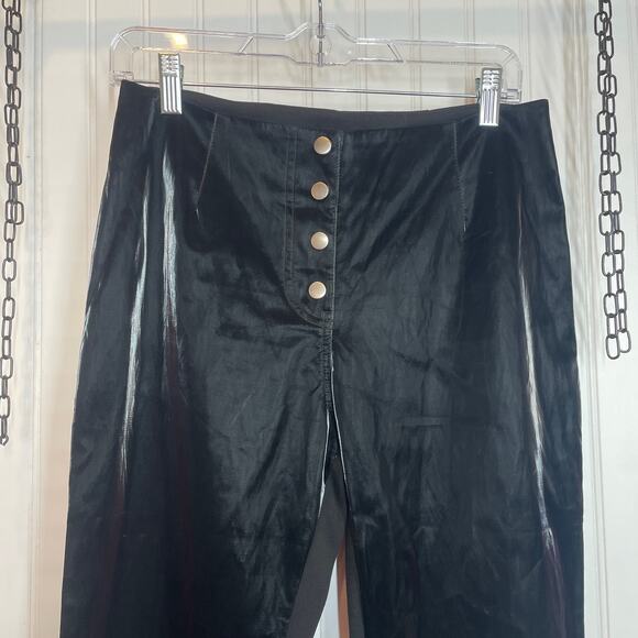 I Am GIA Castor PVC Vinyl Pants Snap Button Fly High Waist Bootcut Black Size M - Picture 3 of 8